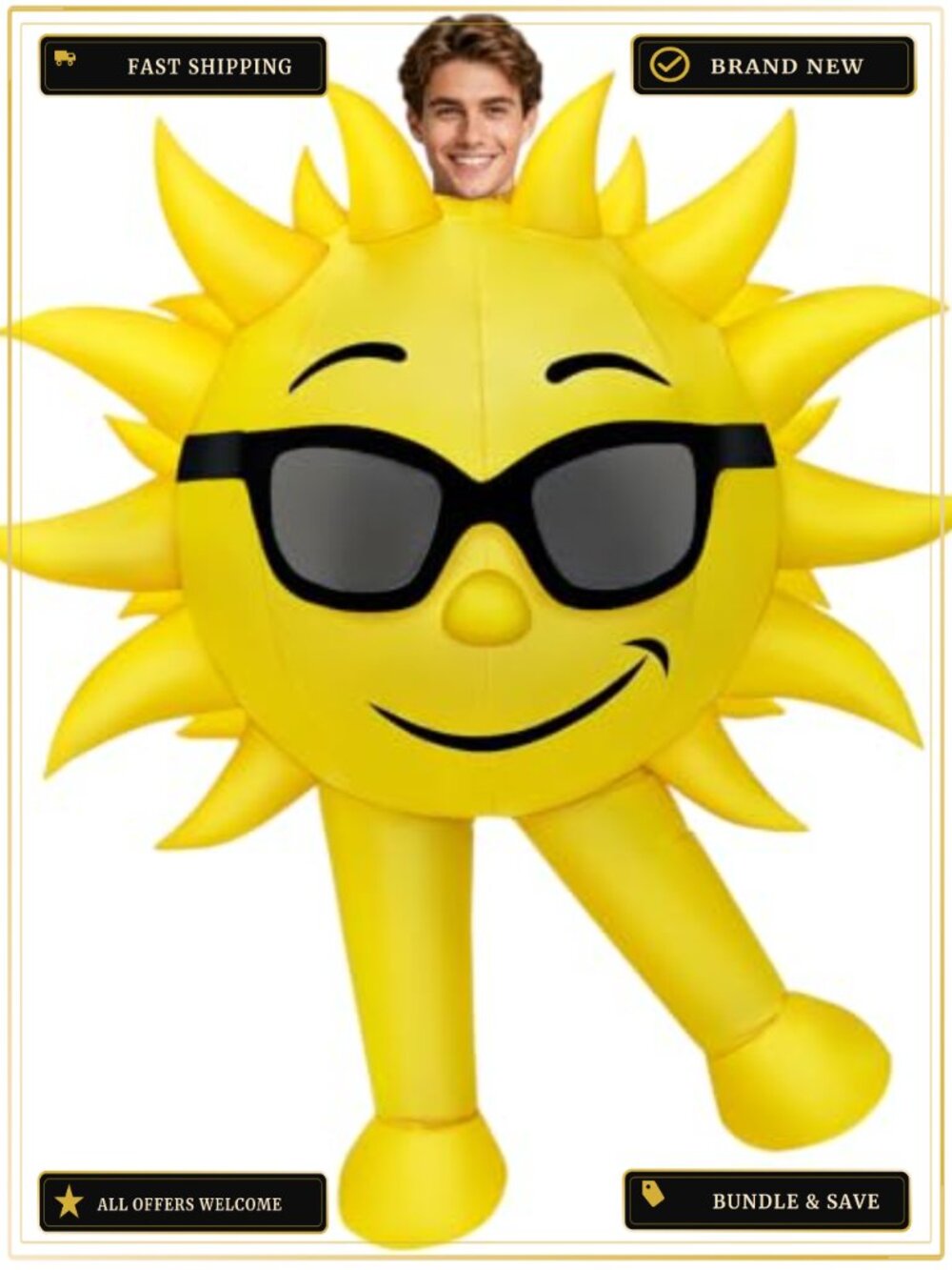 Inflatable Sun Costume Adult Blow Up Halloween Outfit Summer Suit
